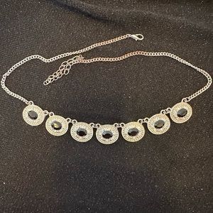Silver and black gem necklace